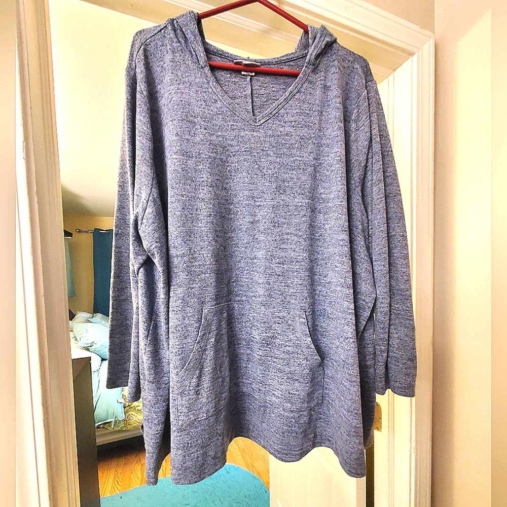 Catherines, Size 3x Light Blue Marbled sweatshirt with Hood